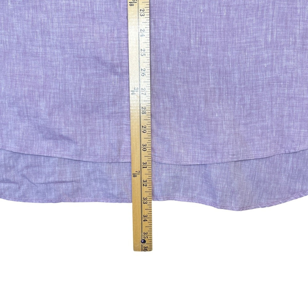 Chicos Linen Button Down Tunic Women 2.5 US 14 Lavender Purple No Iron Lagenlook - Picture 7 of 8